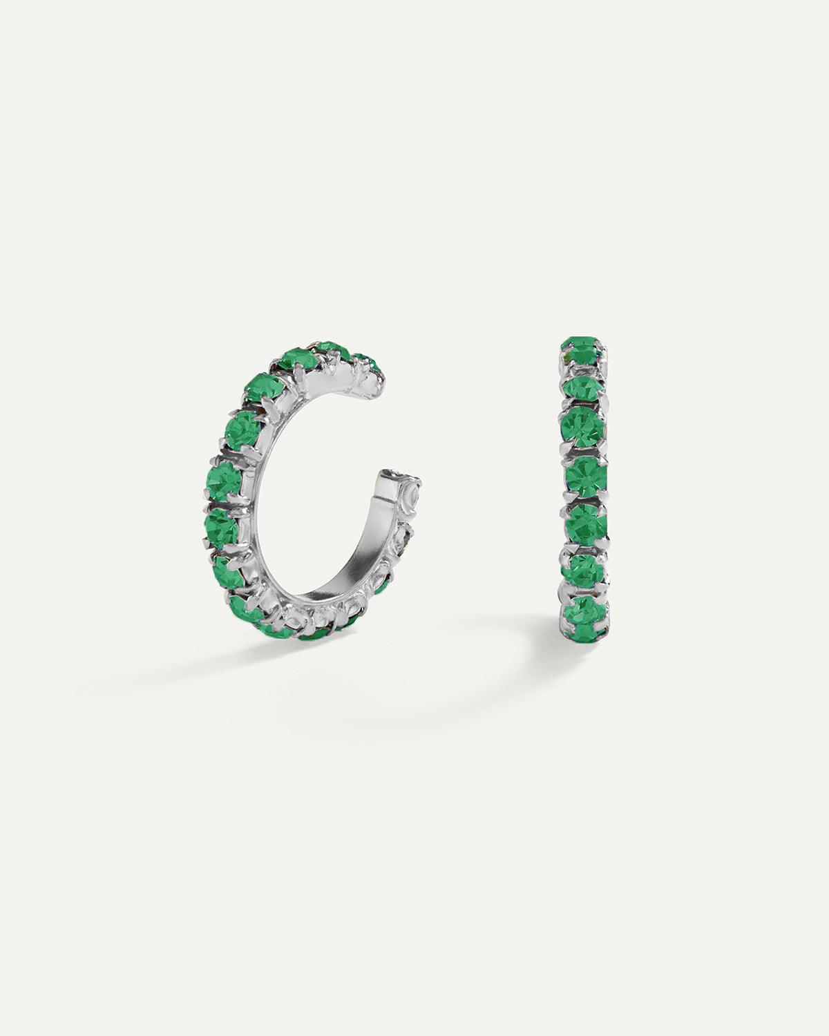 ARLA MINI GREEN SILVER EARRINGS