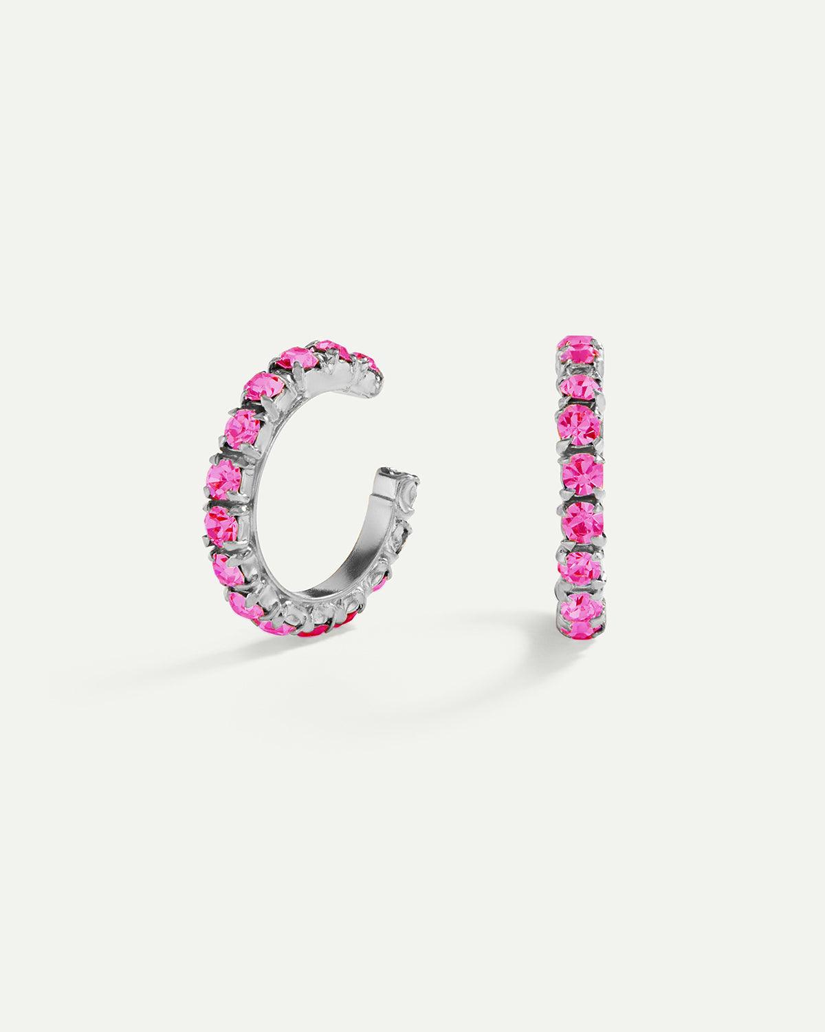 ARLA MINI PINK SILVER EARRINGS