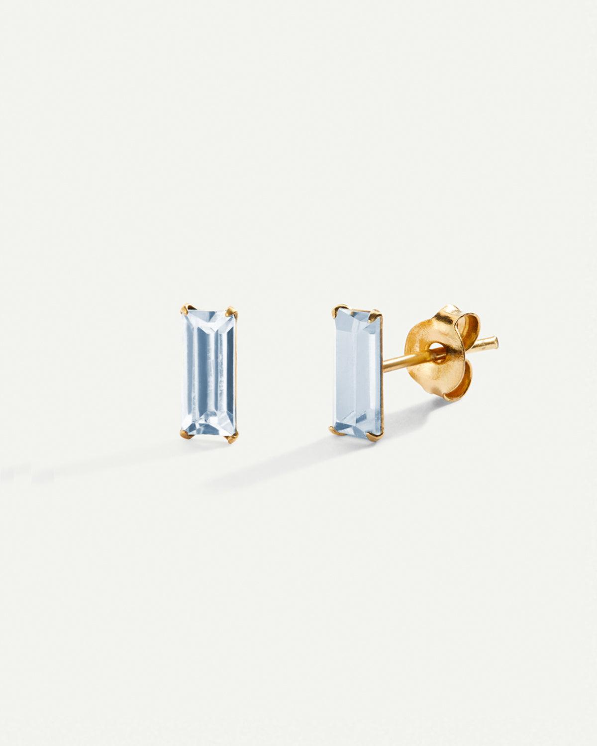 BAGUETTE BLUE GOLD EARRINGS