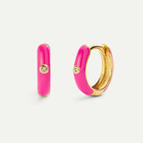 FUCHSIA GOLD FACE EARRINGS