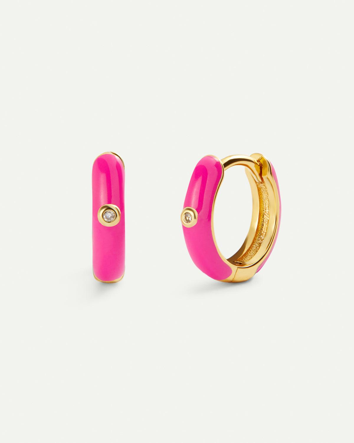 FUCHSIA GOLD FACE EARRINGS