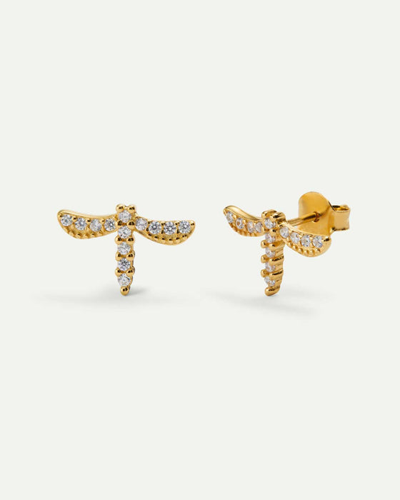 DRAGON FLY GOLD EARRINGS
