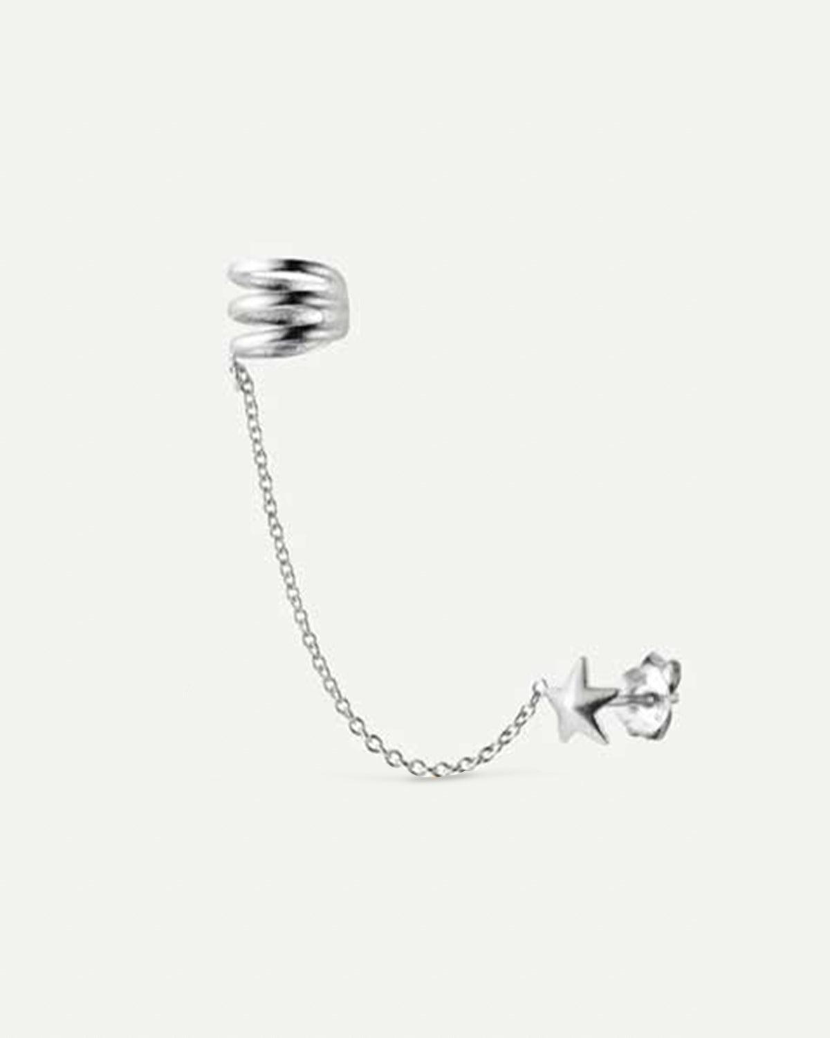 HARI CHAIN STAR SILVER EARRINGS