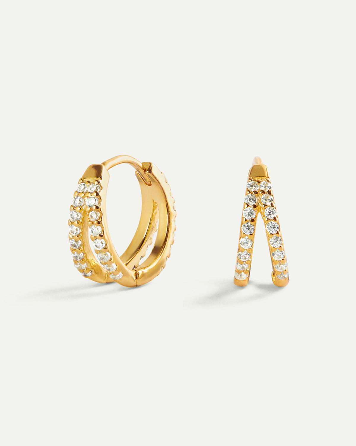 HOOPS BRIGHT DOUBLE MAXI GOLD EARRINGS