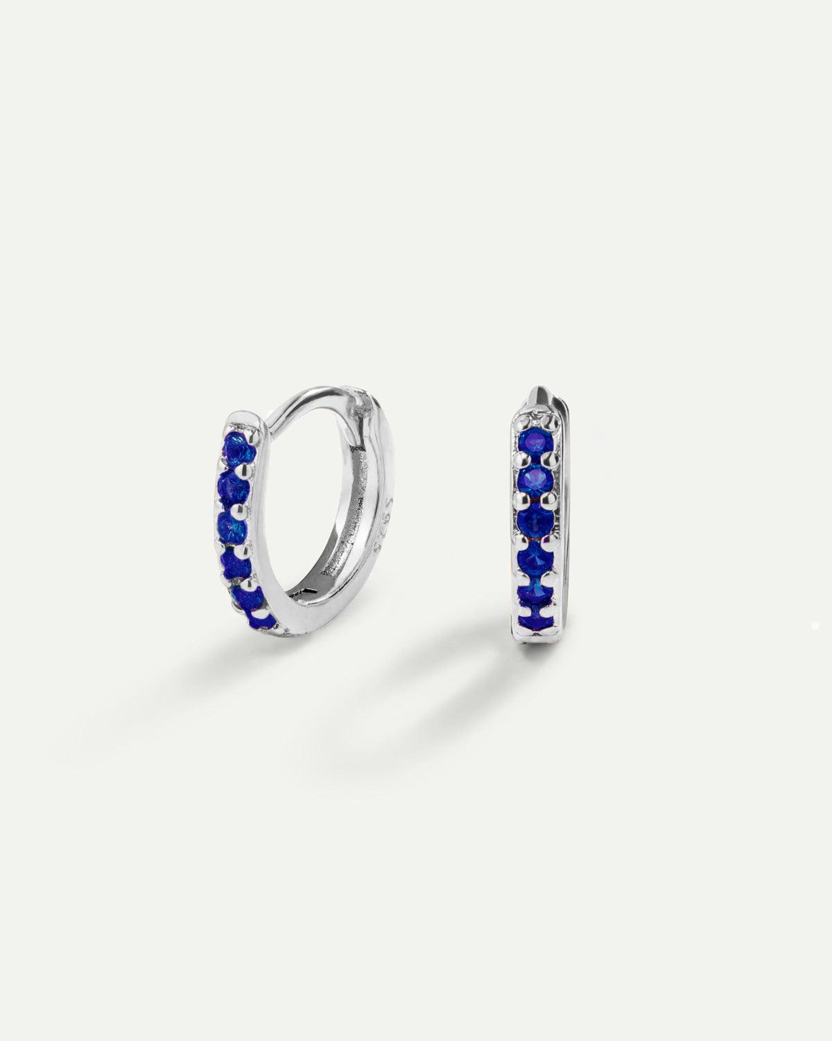 HOOPS EARRINGS BRIGHT BLUE SILVER