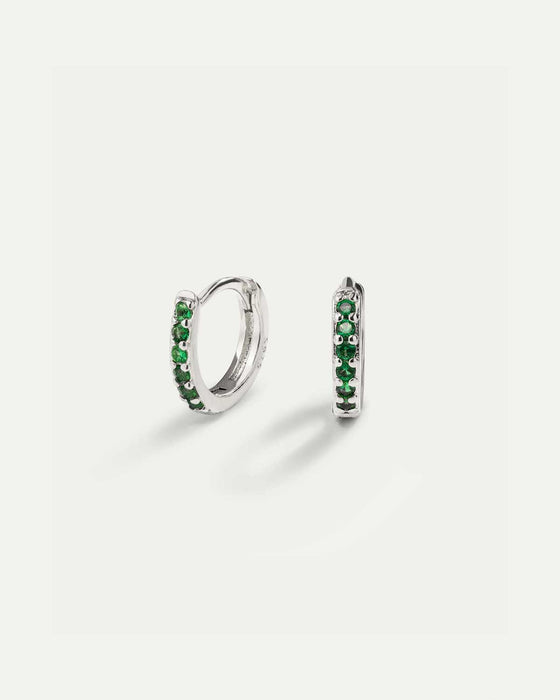 HOOPS BRIGHT GREEN MINI SILVER EARRINGS