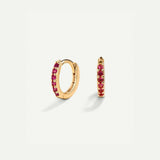 HOOPS BRIGHT PINK MINI GOLD EARRINGS