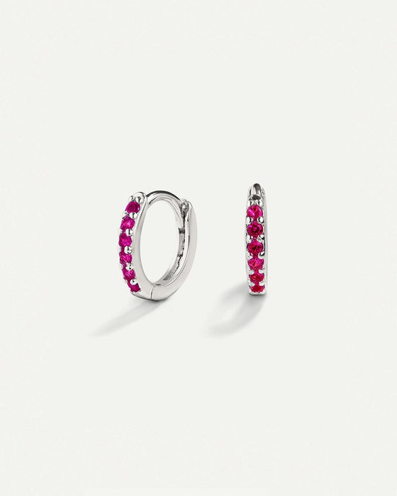 HOOPS EARRINGS BRIGHT PINK SILVER