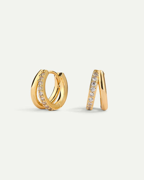 DOUBLE MIX GOLD HOOP EARRINGS