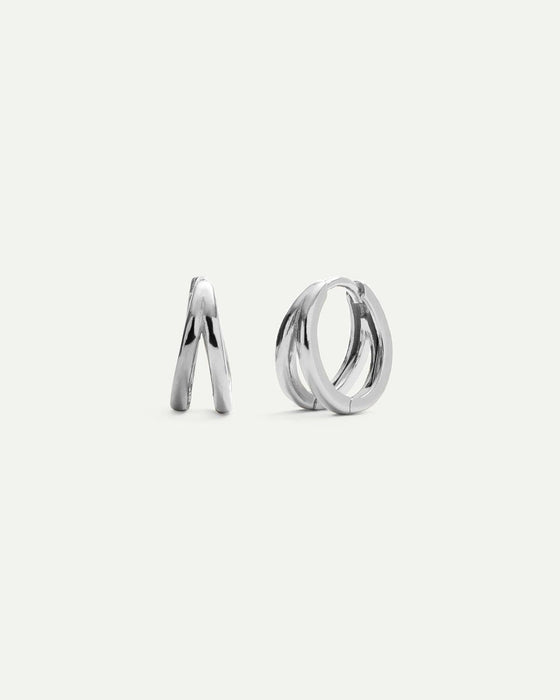 HOOPS EARRINGS DOUBLE SILVER