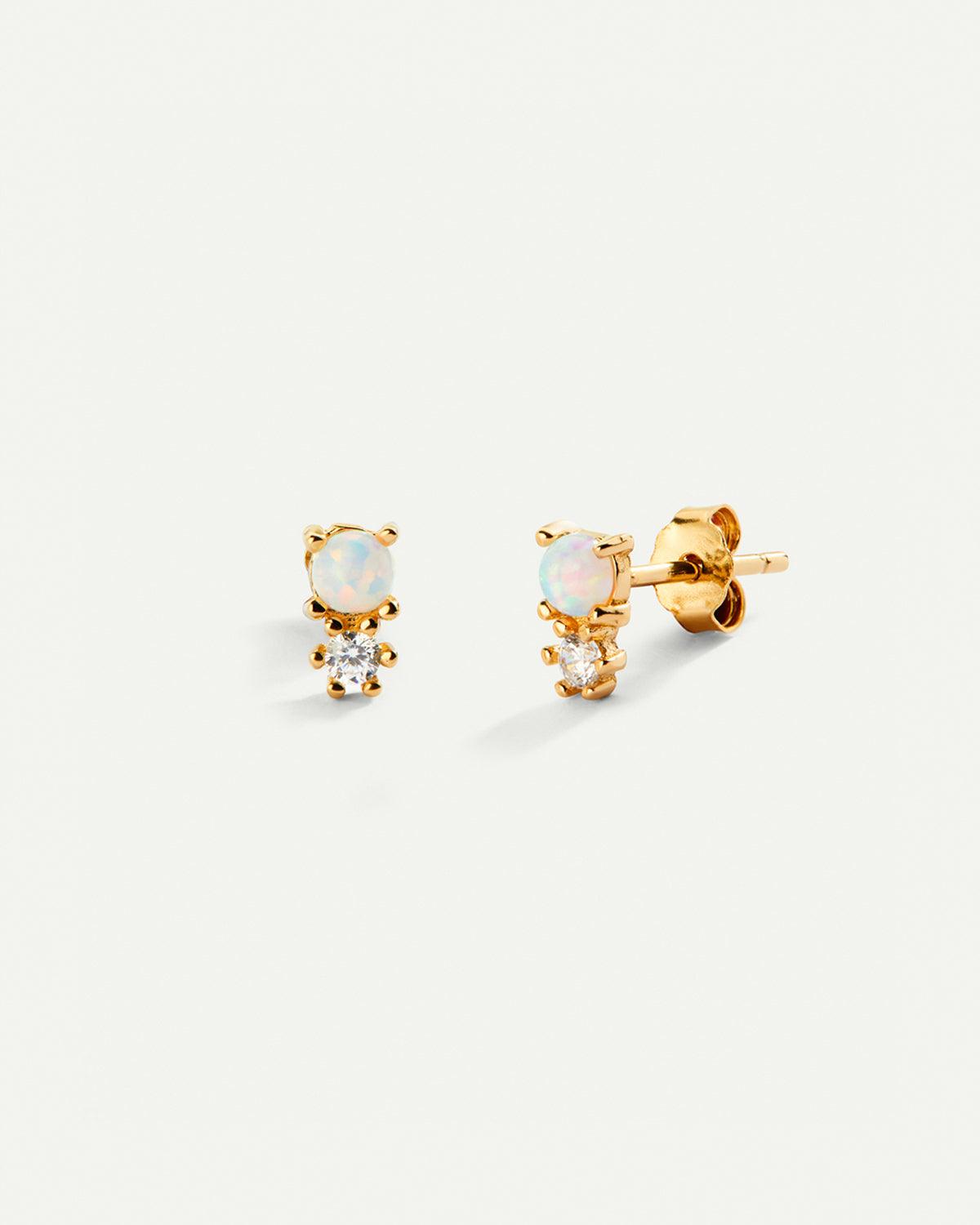 OPAL MINI GOLD EARRINGS