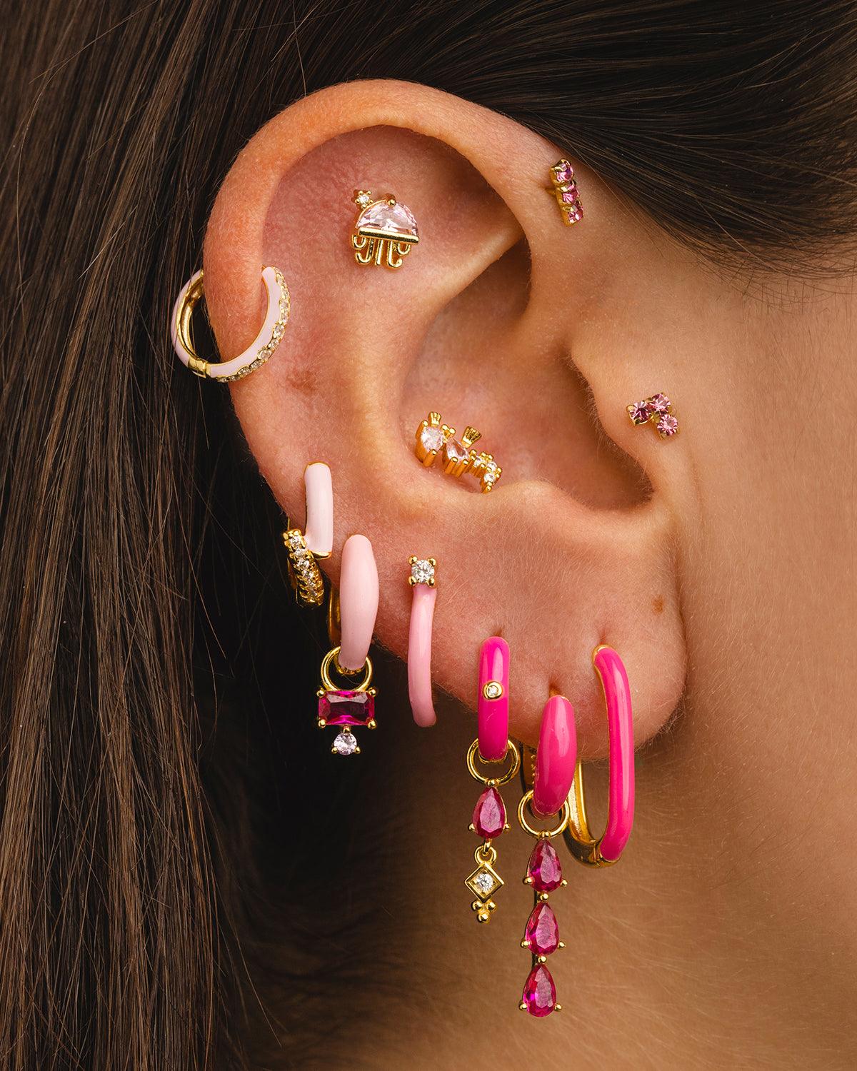 BELMA FUCHSIA GOLD EARRINGS