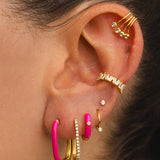 FUCHSIA GOLD FACE EARRINGS