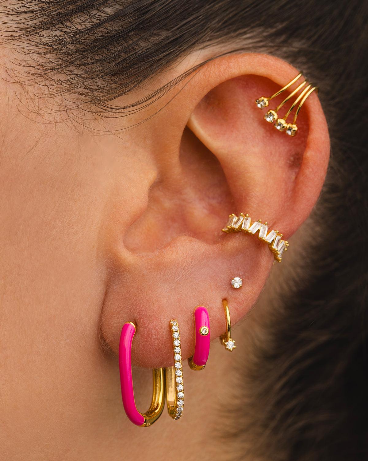 FUCHSIA GOLD FACE EARRINGS