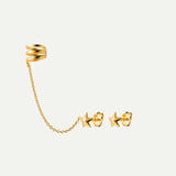 HARI CHAIN STAR DUO GOLD EARRINGS