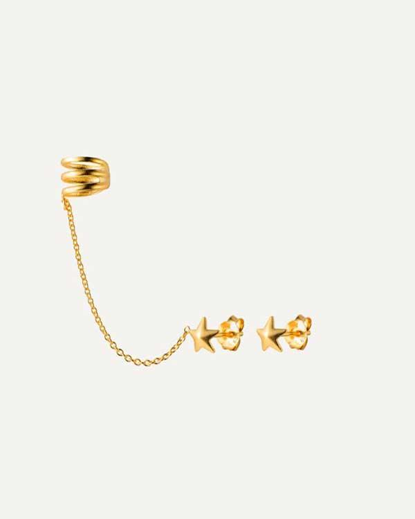 HARI CHAIN STAR DUO GOLD EARRINGS