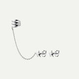 HARI CHAIN STAR DUO SILVER EARRINGS
