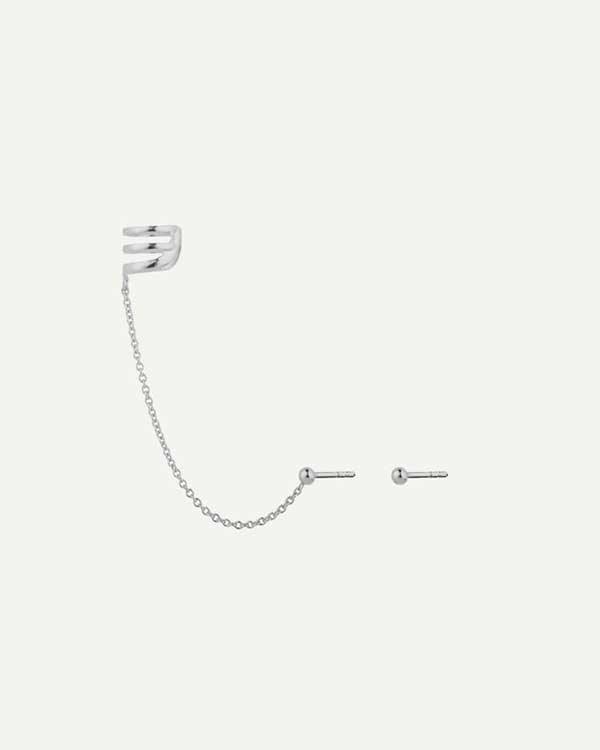 HARI CHAIN BALL DUO SILVER EARRINGS