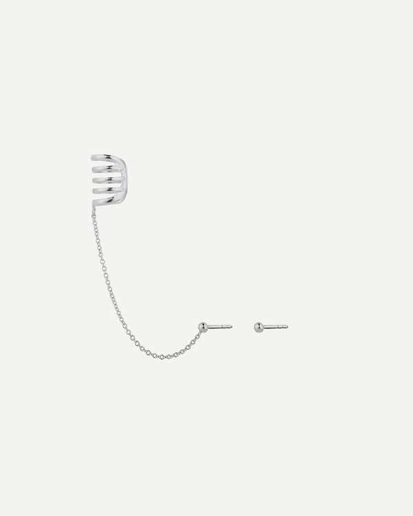 HARI MAXI CHAIN BALL DUO SILVER EARRINGS