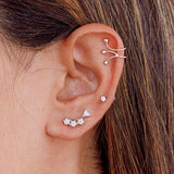 Surgical Steel Triangle Ear Pendant with White Zircons