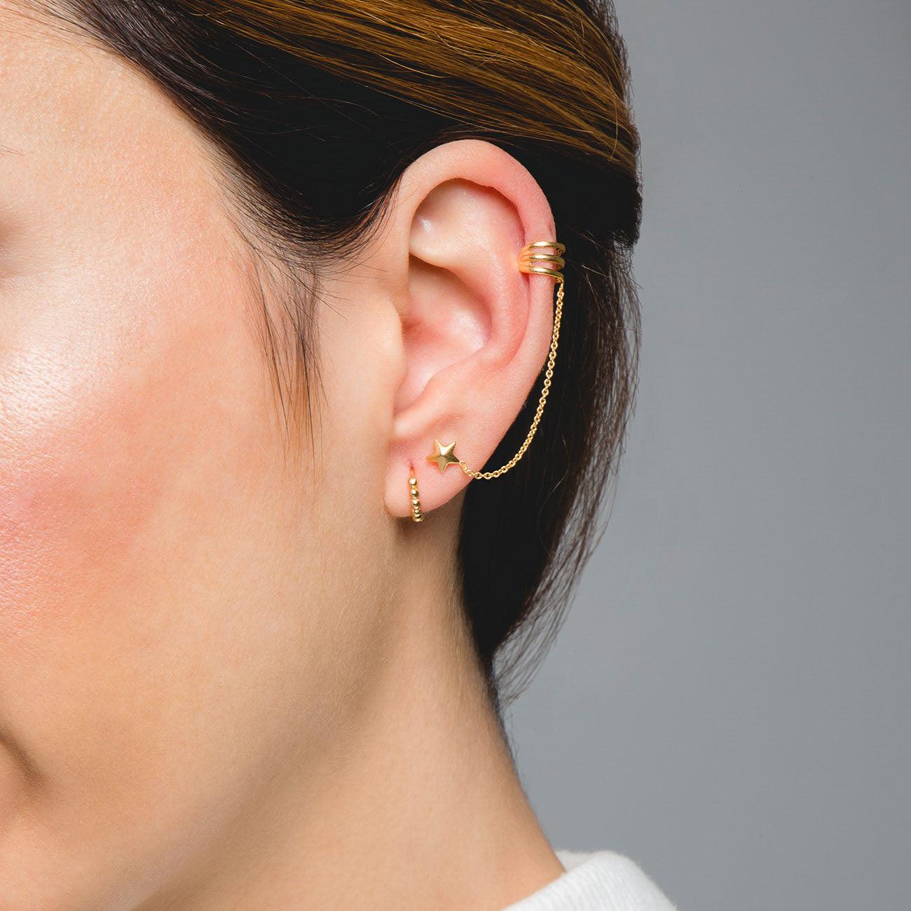HARI CHAIN STAR DUO GOLD EARRINGS