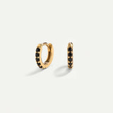 HOOPS BRIGHT BLACK MINI GOLD EARRINGS