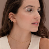 Model posing with Gold Plated Sterling Silver 925 Chain Ear Cuff Earring