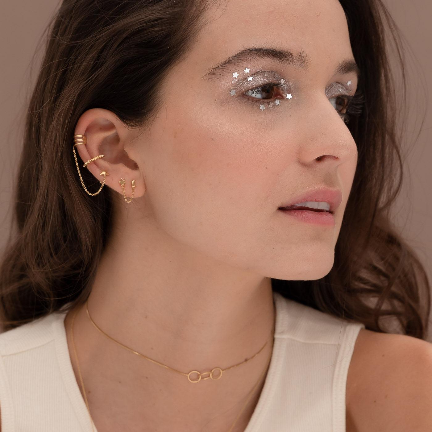 HARI CHAIN BALL GOLD EARRINGS