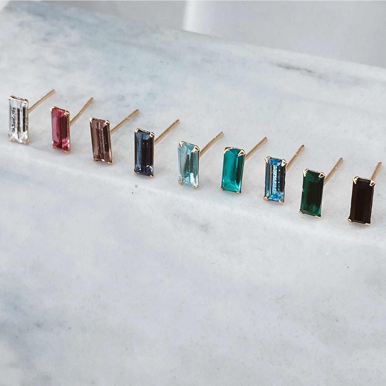 BAGUETTE BLUE GOLD EARRINGS