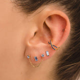BAGUETTE BLUE GOLD EARRINGS