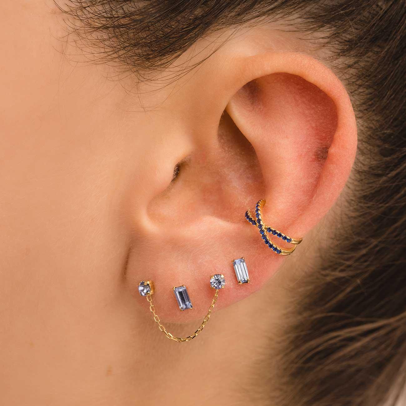 BAGUETTE BLUE GOLD EARRINGS