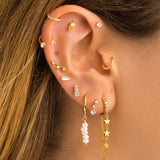 Queen Ear Earring Model in Gold Plated Surgical Steel with White Zirconias