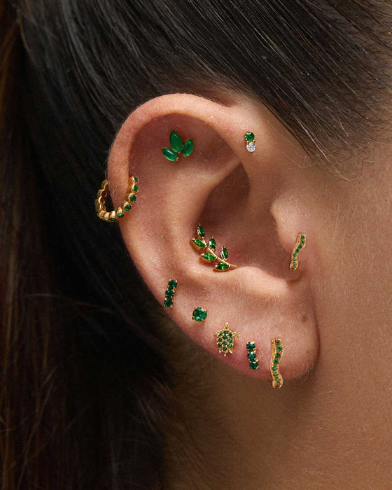 BOUCLES D'OREILLES BIMBA MINI GREEN SILVER