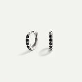 BAGUES NOIR BRILLANT MINI BOUCLES D'OREILLES ARGENT