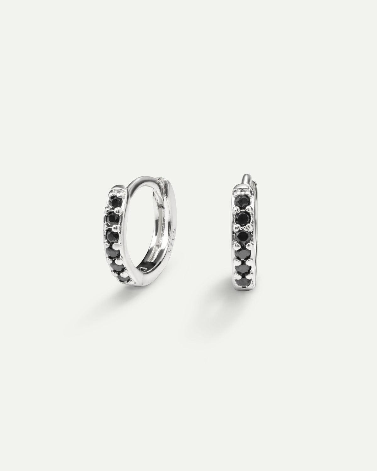 BOUCLE D'OREILLE NOIR ARGENTÉ