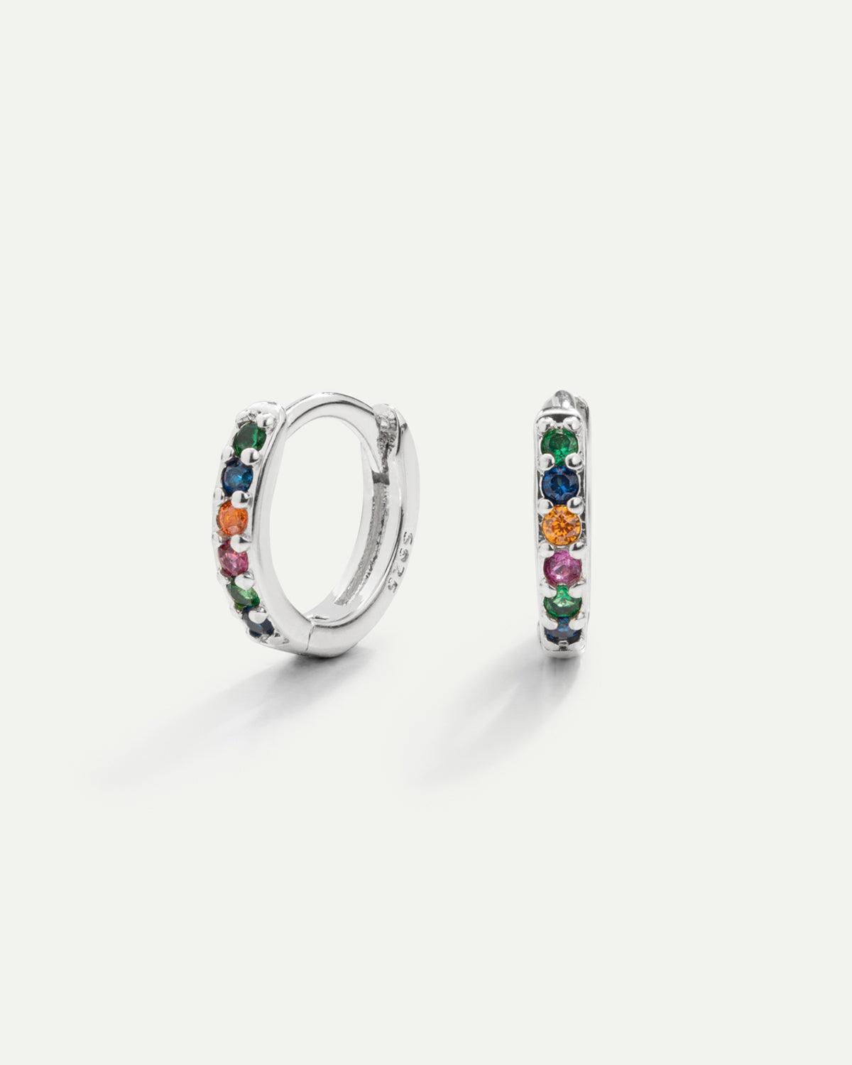BAGUES BOUCLES D'OREILLES ARGENT ARC-EN-CIEL