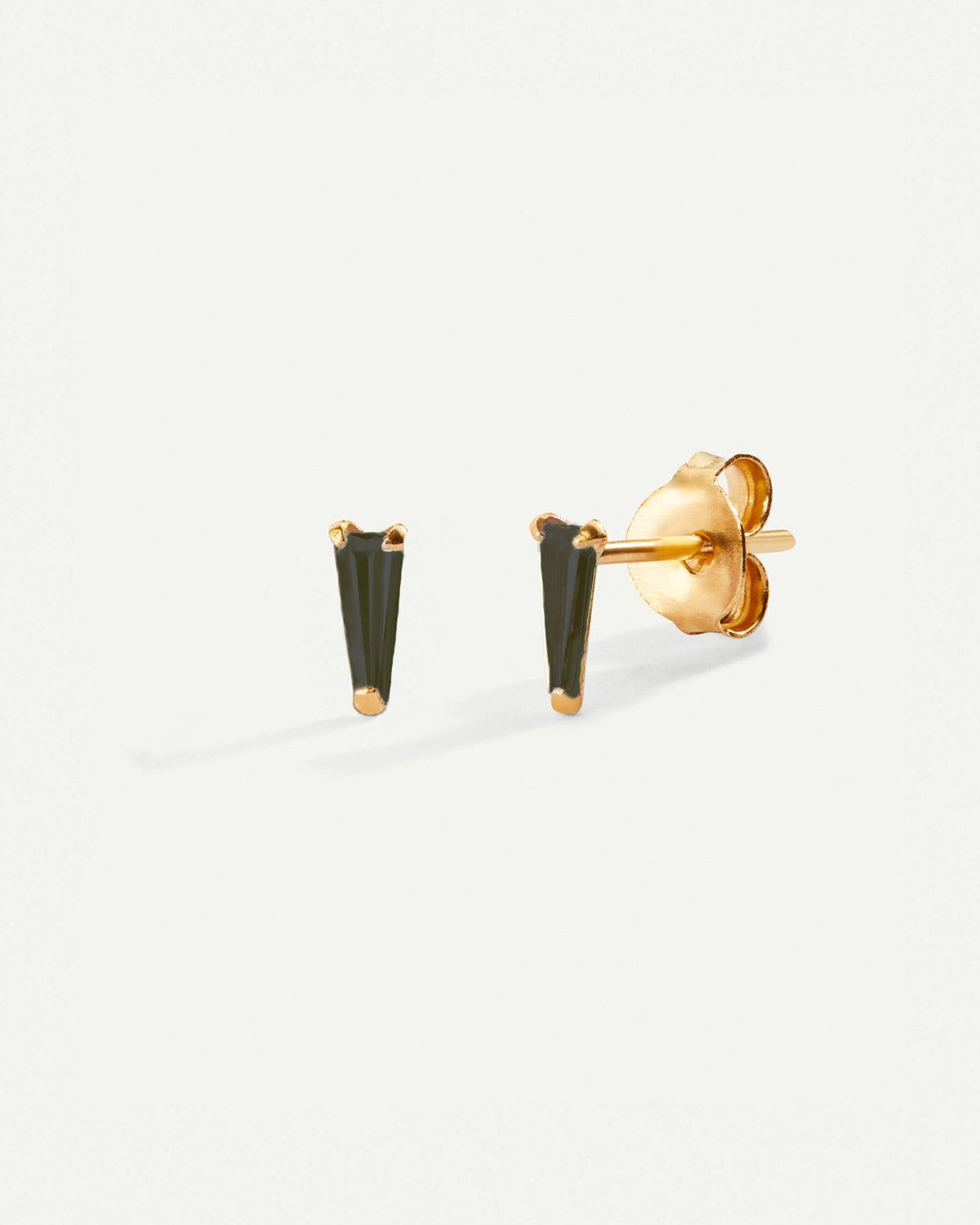 MINI BOUCLES D'OREILLES EN OR NOIR NIB