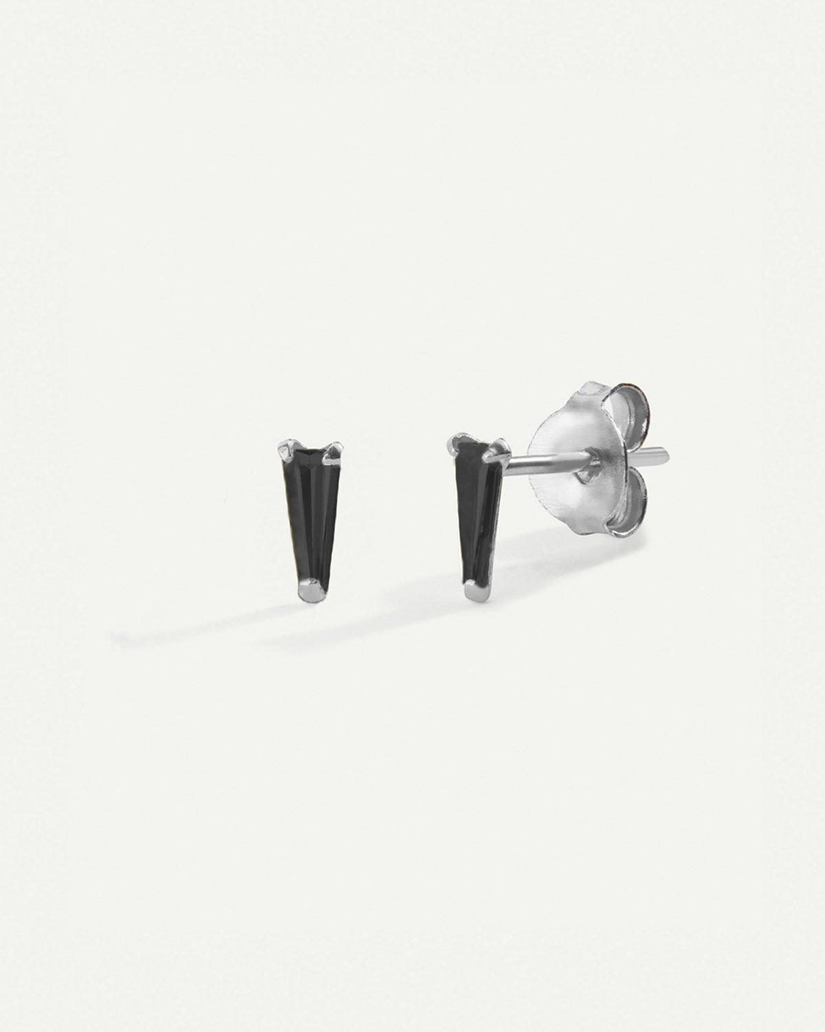 MINI BOUCLES D'OREILLES EN ARGENT NOIR NIB