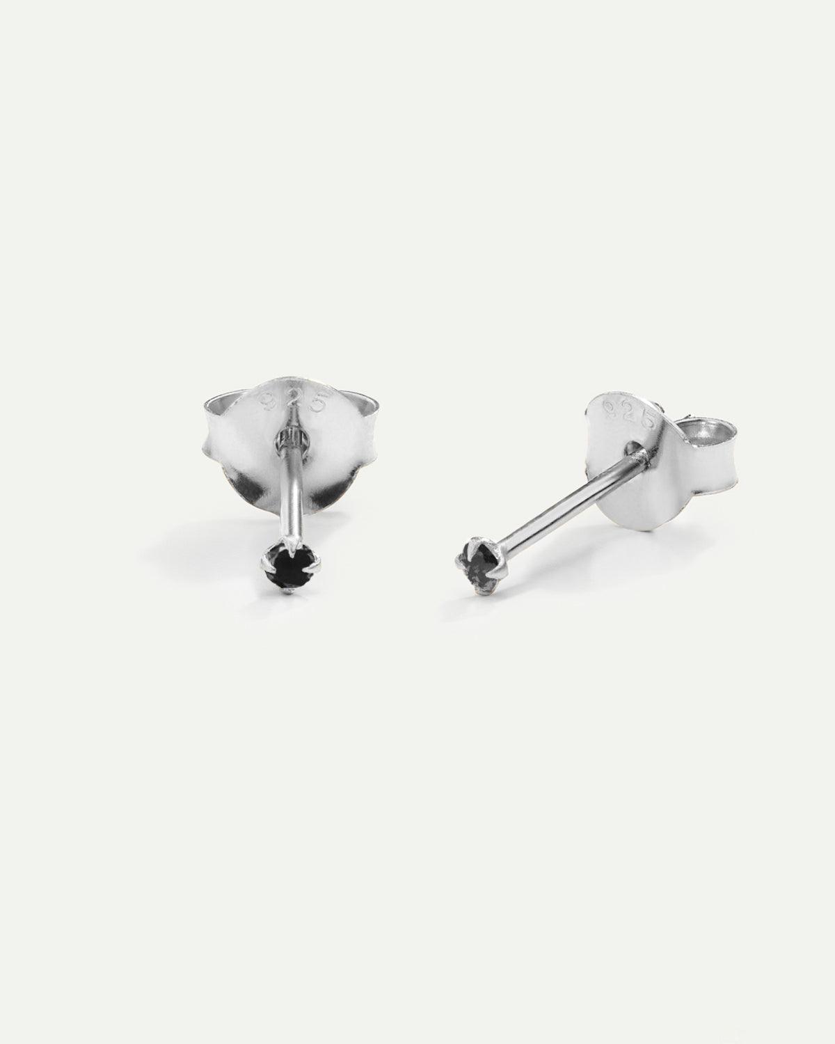 MINI BOUCLES D'OREILLES PRINCESSE EN ARGENT NOIR