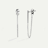 BOUCLES D'OREILLES EN ARGENT AVEC CHAÎNE EN BÂTON
