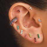 BOUCLES D'OREILLES HORIZON VERT CLAIR EN OR
