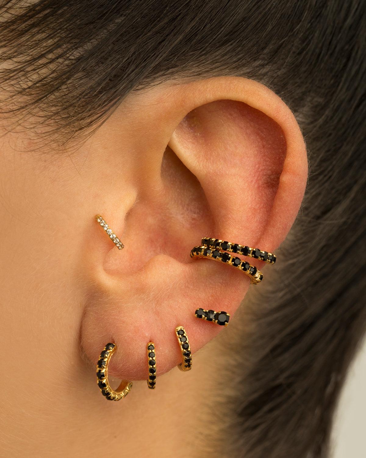 BOUCLE D'OREILLE NOIR ARGENTÉ