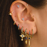 BOUCLES D'OREILLES VIERGE BLEU OR CLAIR