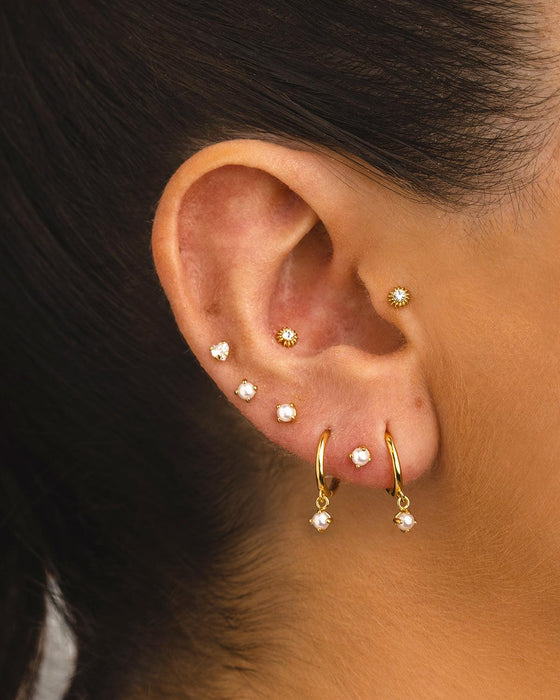 MINI-BOUCLES D'OREILLES EN ARGENT AVEC PERLES