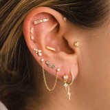 BOUCLES D'OREILLES EN ÉTAIN ET OR