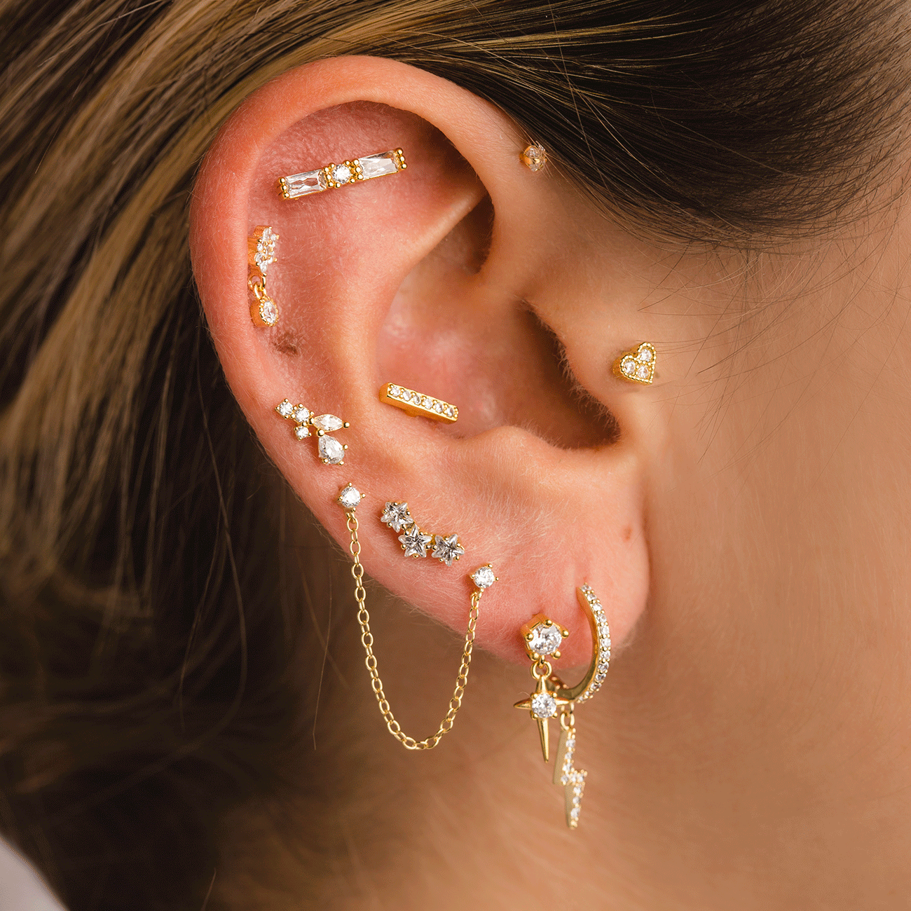 BOUCLES D'OREILLES EN ÉTAIN ET OR