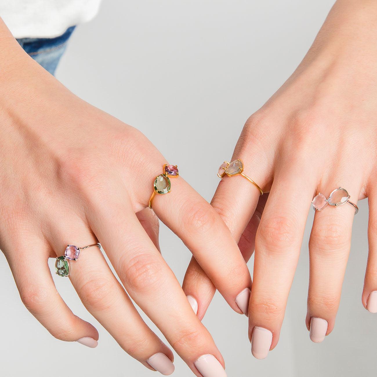 BAGUE EN ARGENT EN LABRADORITE DE MINUIT