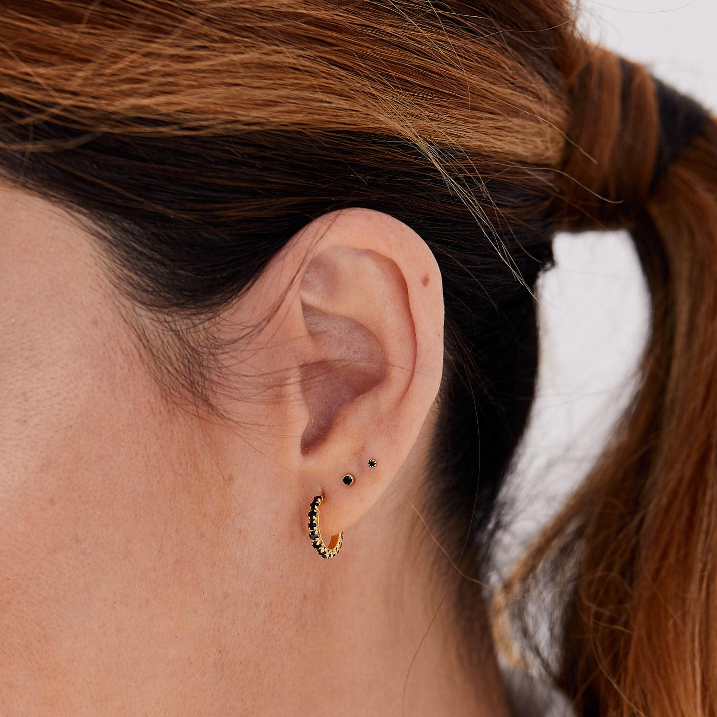 BOUCLES D'OREILLES PRINCESSE MINI OR NOIR