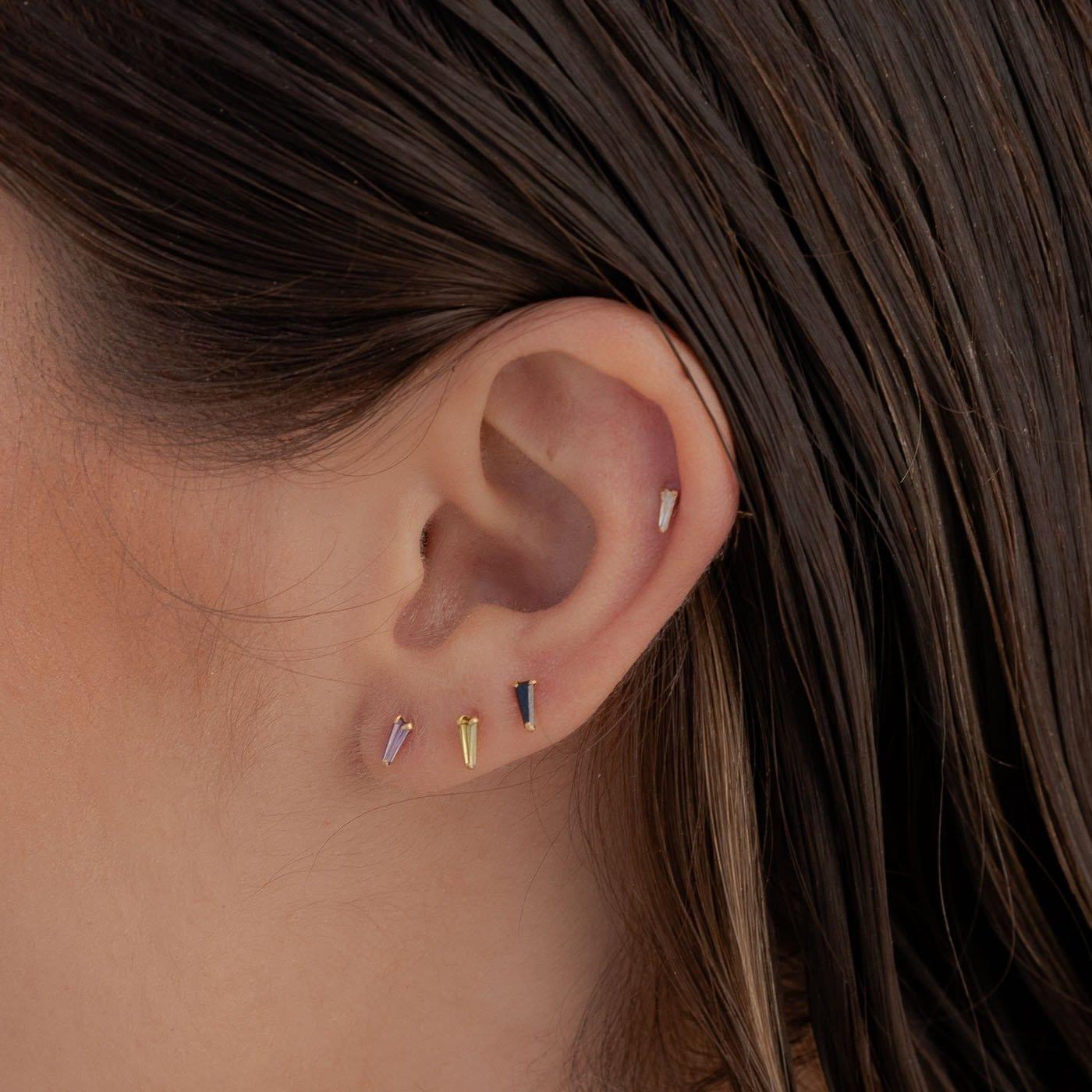 MINI BOUCLES D'OREILLES EN OR NOIR NIB