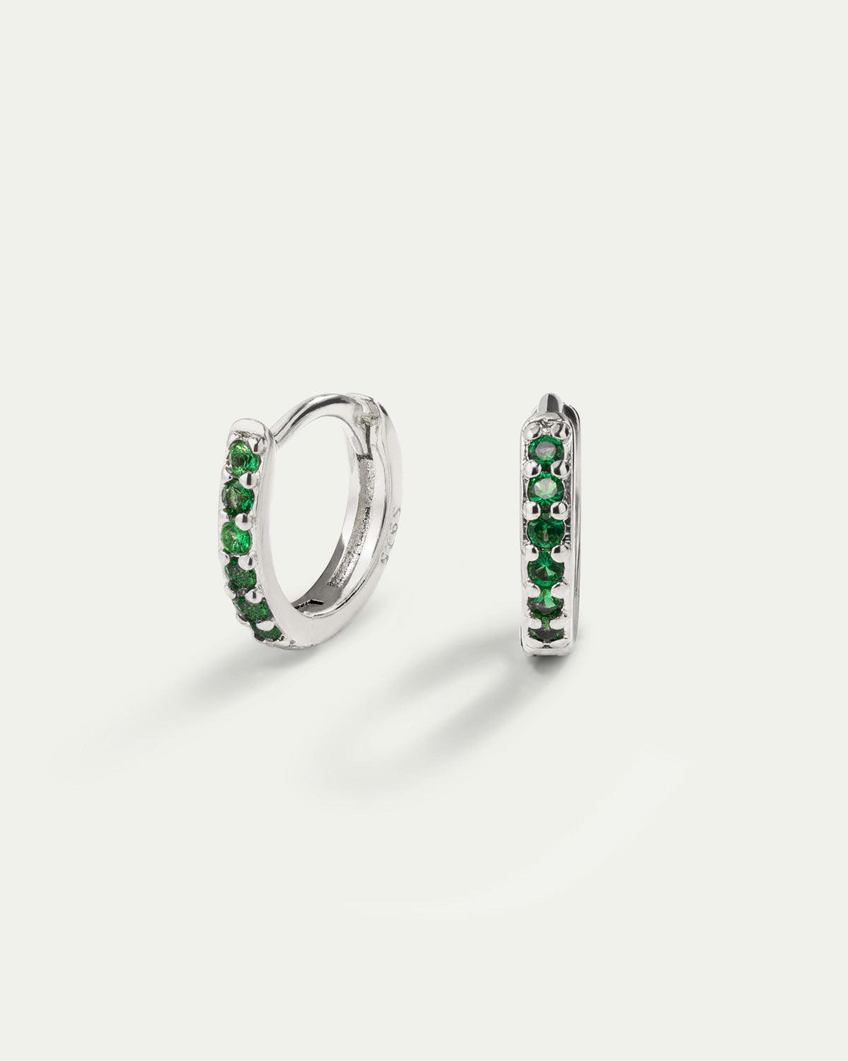 ORECCHINI A CERCHIO VERDE BRILLANTE ARGENTO